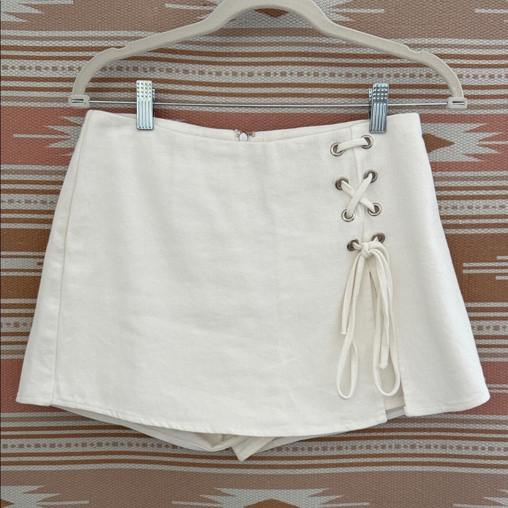 Altar'd State White Emmy Lace-Up Skort